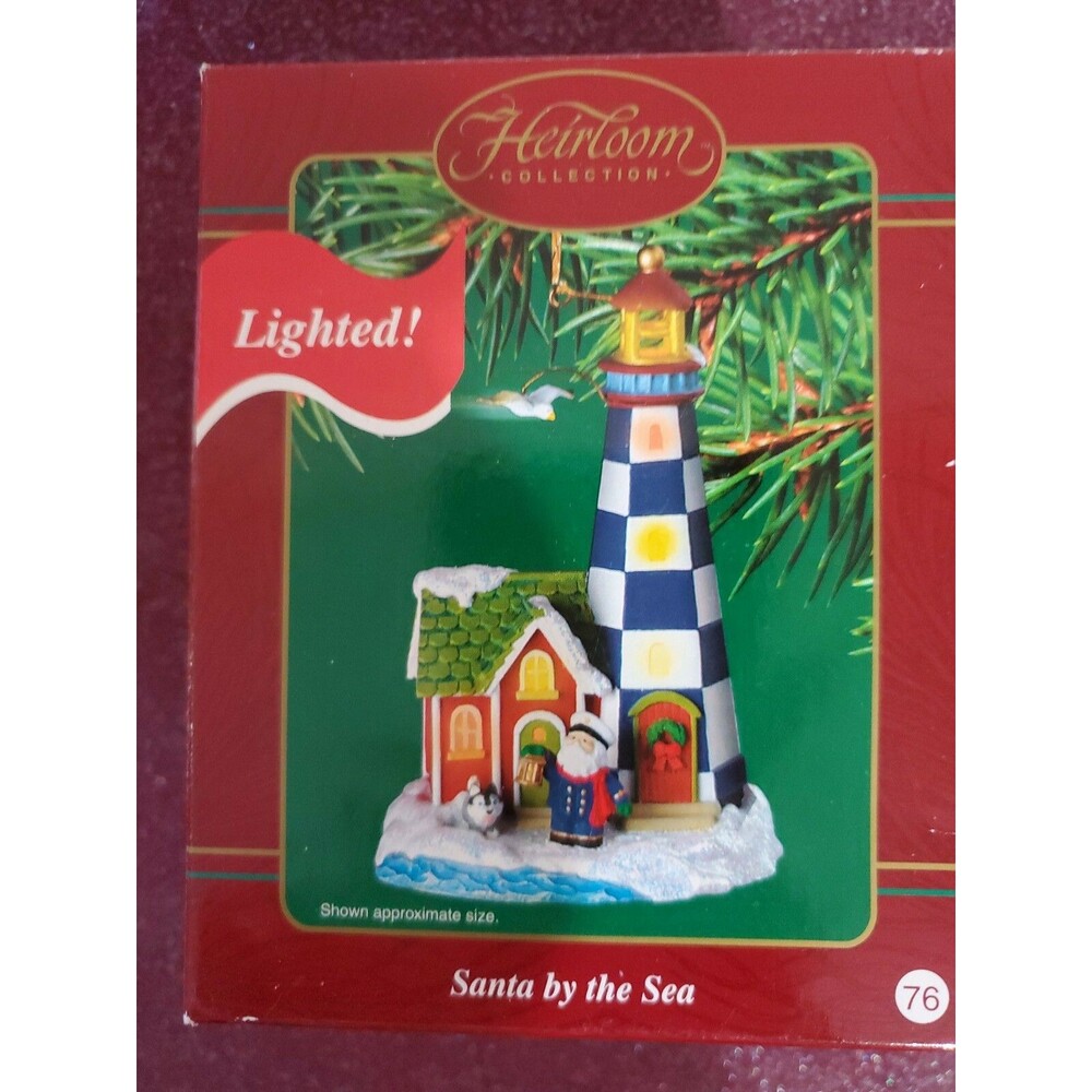 Carlton Cards Heirloom Santa By The Sea Lighted Ornament 2003 Christmas Holiday